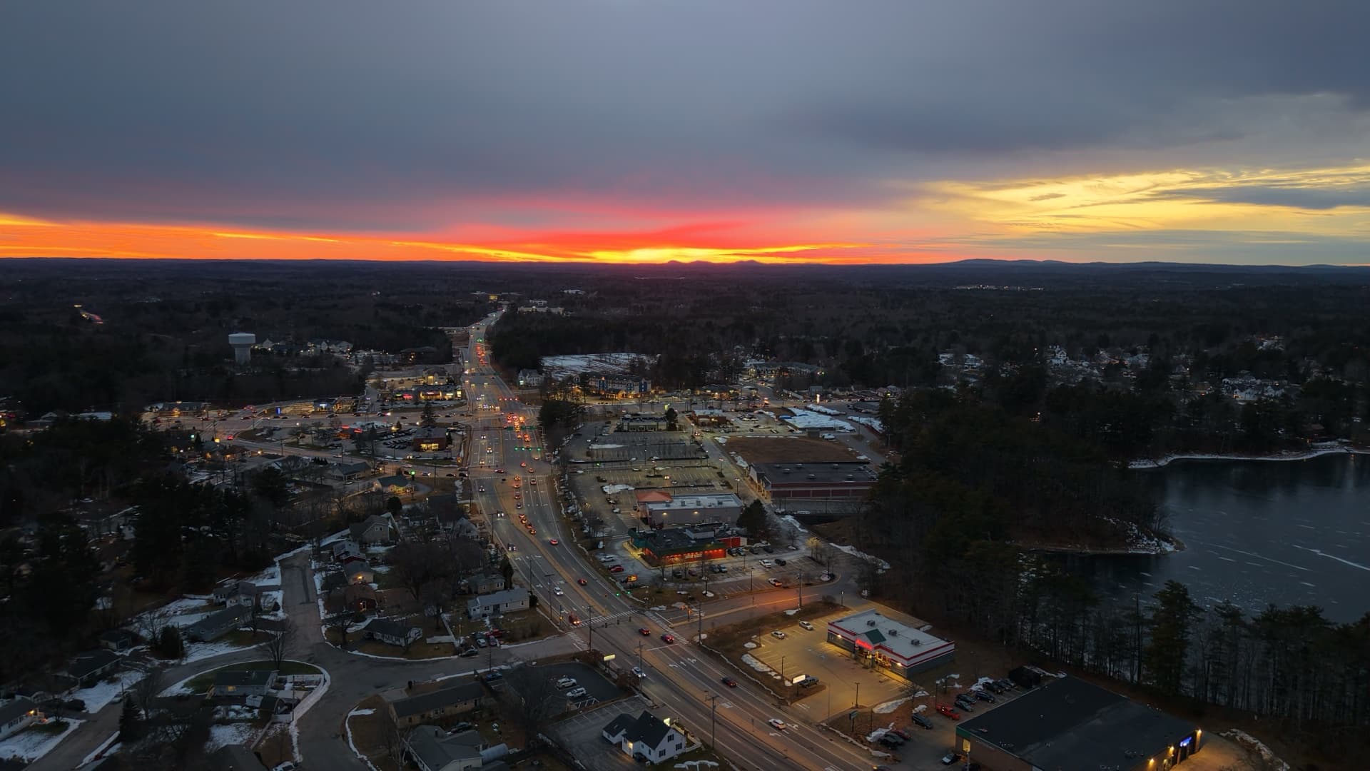 Winter Sunset — Main Street