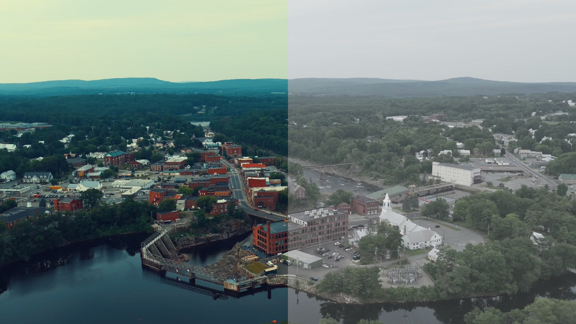 Downtown Skowhegan — Raw to Color Graded
